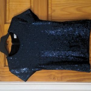 Size Small Blue Sequins Short Sleeve Top